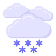 
Snowflakes falling from cloud with moon denoting snowy night icon

