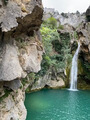 Colorful landscape with waterfalls in the Borosa river, Sierra de Cazorla, Andalucia, Spain