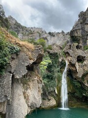 Colorful landscape with waterfalls in the Borosa river, Sierra de Cazorla, Andalucia, Spain