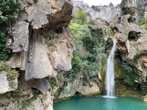 Colorful landscape with waterfalls in the Borosa river, Sierra de Cazorla, Andalucia, Spain