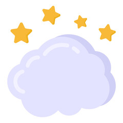 
Snowflakes falling from cloud with moon denoting snowy night icon

