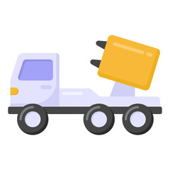 A missile launcher icon in flat editable design