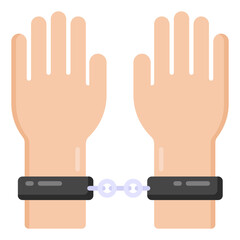 
Handcuffs in flat icon, jail equipments and supplies 

