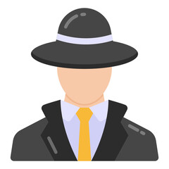 
Person with hat and coat denoting flat icon of detective 

