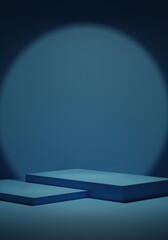 Empty Blue podium on Background. 3d rendering 