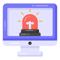 
Laptop siren flat style icon, editable vector 

