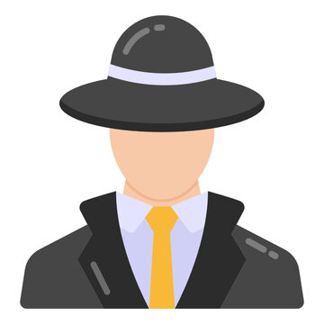 
Person With Hat And Coat Denoting Flat Icon Of Detective 

