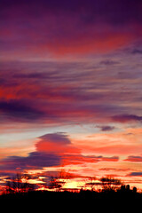 Beautiful multi-colored clouds before sunrise
