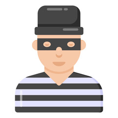 
Person with hat denoting flat icon of thief 

