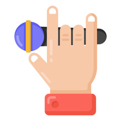 
Mic in hand, singing concept in flat icon

