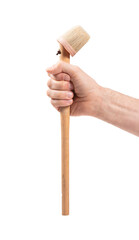 Old wooden paint brush isolated