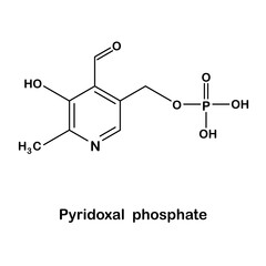 Formula of chemical structure of vitamin B6 ( Pyridoxal Phosphate).Vector EPS 10.