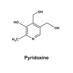 Formula of chemical structure of vitamin B6 ( Pyridoxal Phosphate).Vector EPS 10.