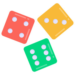 
Dices in flat style icon, board games 

