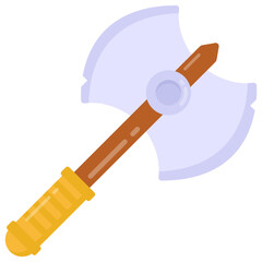 
Battle axe in flat style icon, war weapon 

