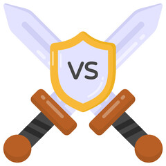 
Crossed dagger denoting flat icon of war swords 

