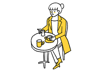 カフェでミルクを入れようとしてる人