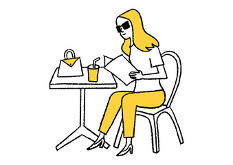 カフェでメニューを見てる人