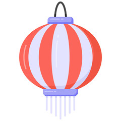 
Traditional chinese lamp in flat icon

