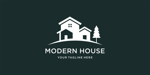 modern house logo with creative abstract concept