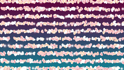 Realistic Background with Confetti of Hearts Glitter Particles. St. Valentine Day. Celebration pattern. Light Spots. Explosion of Confetti. Glitter Vector Illustration. Design for Banner.
