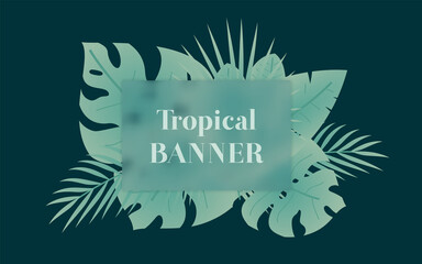Tropical leaf banner. Exotic or jungle leaf.