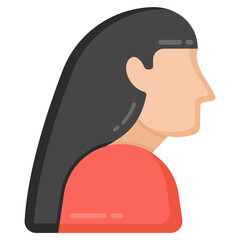 
An old woman with side pose, flat icon 

