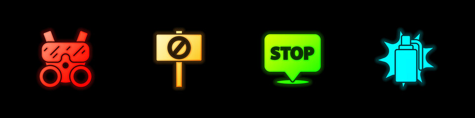 Set Gas mask, Protest, and Hand grenade icon. Vector.