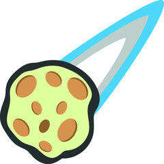 Flying comet. Drawing in a flat style.