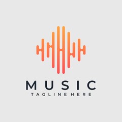 Modern music logo and business card design vector template