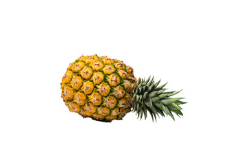 Whole fresh pineapple fruit on white background - 418259194