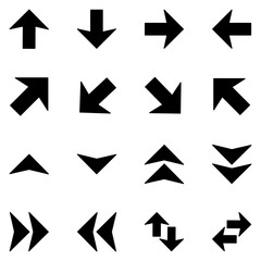 arrow icon set solid style vector