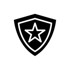 Shield star icon solid style vector