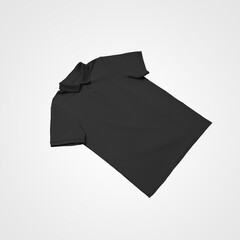 Black casual t-shirt template laid out and isolated on background, for presentation of design, print, pattern, front.