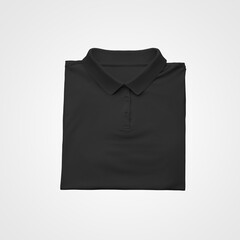 Mockup of a black polo neatly folded, isolated on background, for advertising in an online store, product promotion.