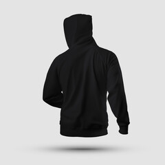 3D rendering of a mockup of a black male hoodie with a hood, handcuffs, isolated on background,...