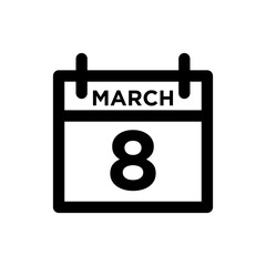 calendar march icon women day line style vector