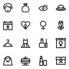 women day icon set line style vector