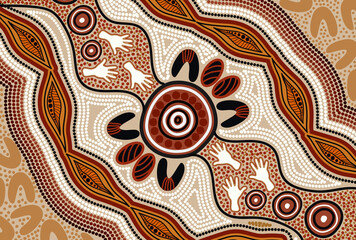 Aboriginal dot vector art background