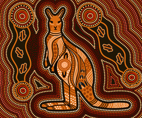 Aboriginal kangaroo painting
