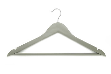 Grey coat hanger isolated on a white background