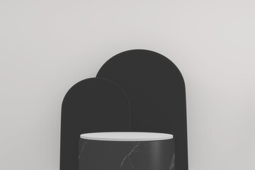black granite podium on white background. 3D rendering