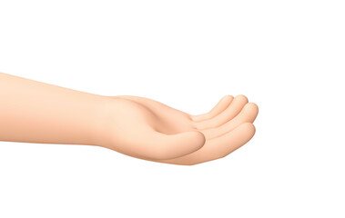 3D open hand take, giving, holding something. Clipping path included