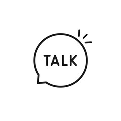 black thin line talk word bubble