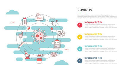 covid-19 coronavirus concept for infographic template banner with four point list information