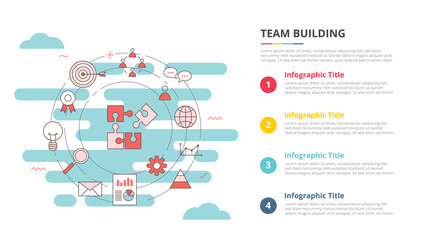team buiilding concept for infographic template banner with four point list information