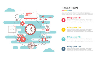 hackathon concept for infographic template banner with four point list information