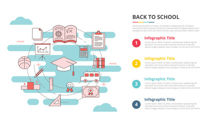 back to school concept for infographic template banner with four point list information