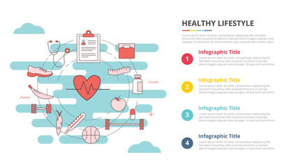 healthy lifestyle concept for infographic template banner with four point list information