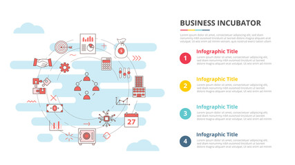 business incubator concept for infographic template banner with four point list information